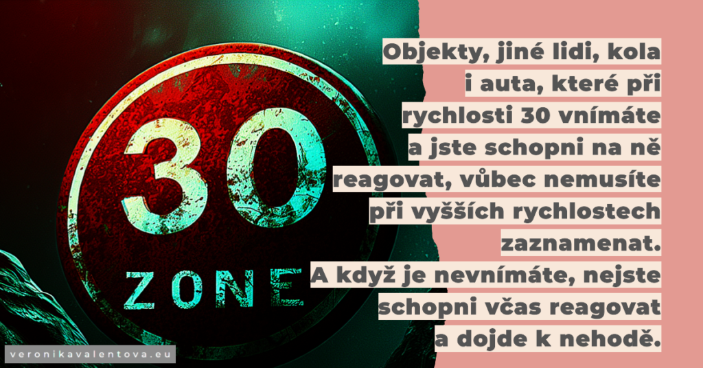 Citace článku věnujícímu se rychlosti 30 km/h ve městech a obcích